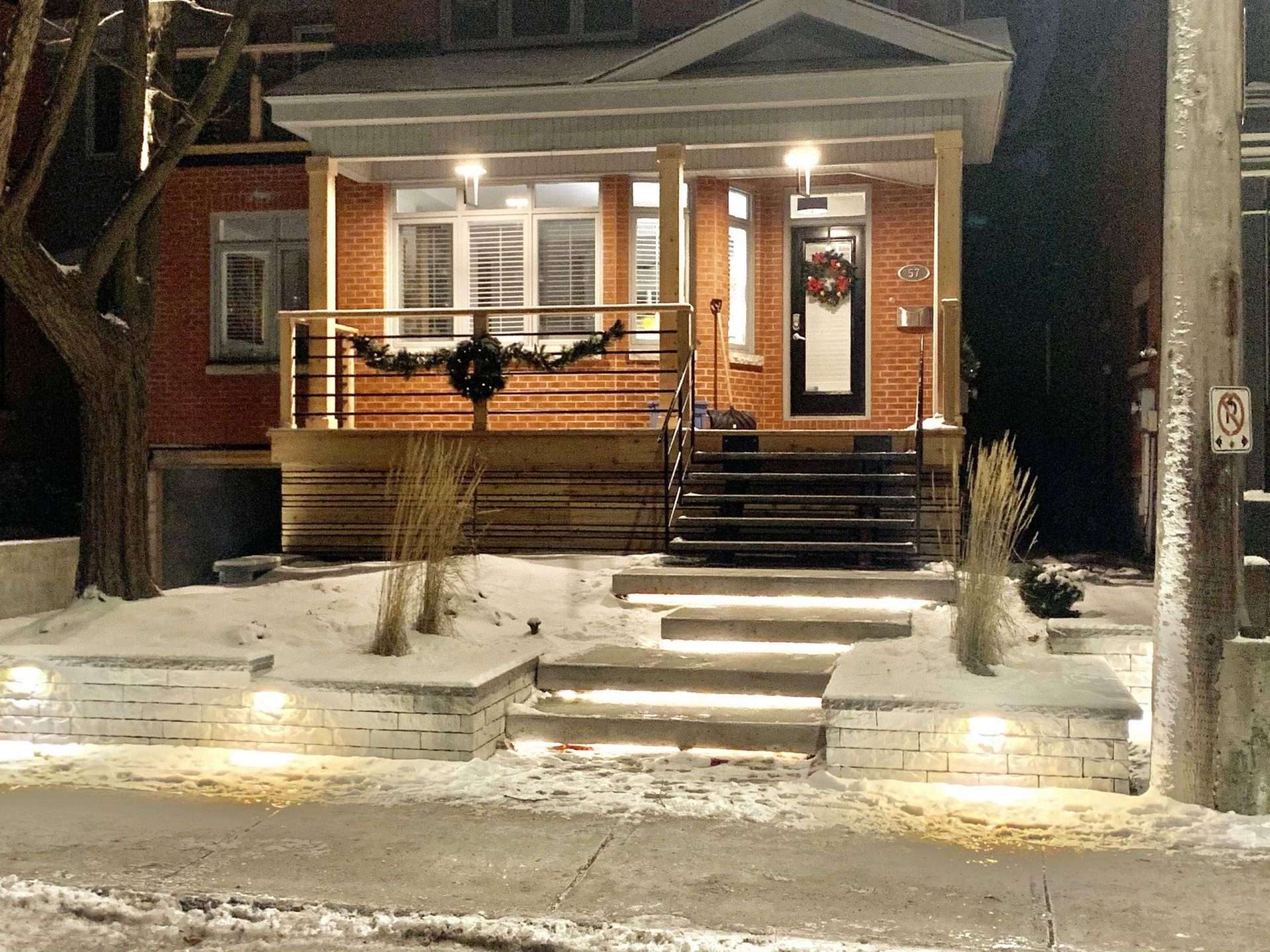 front of a house on winter